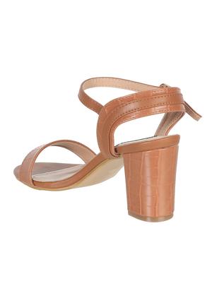 tan faux leather ankle strap sandals - 16990987 - Standard Image - 3