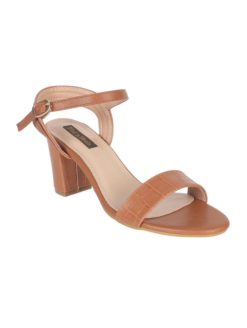 tan faux leather ankle strap sandals - 16990987 - Zoom Image - 1