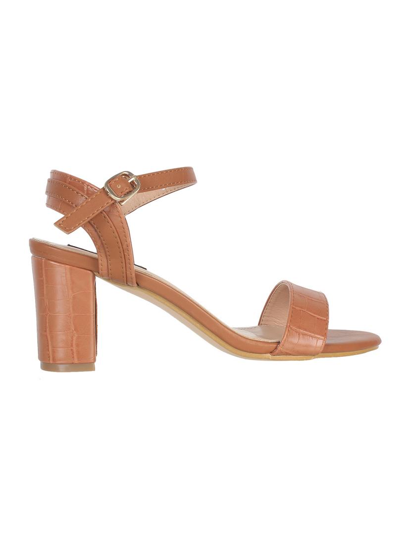 tan faux leather ankle strap sandals - 16990987 - Zoom Image - 2