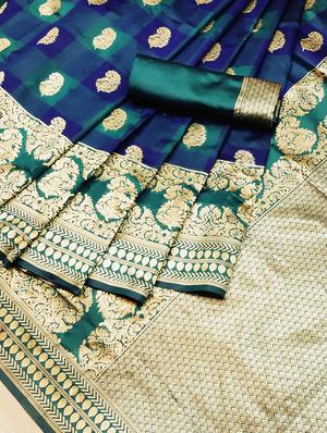 paisley woven saree with blouse - 16991041 - Standard Image - 3