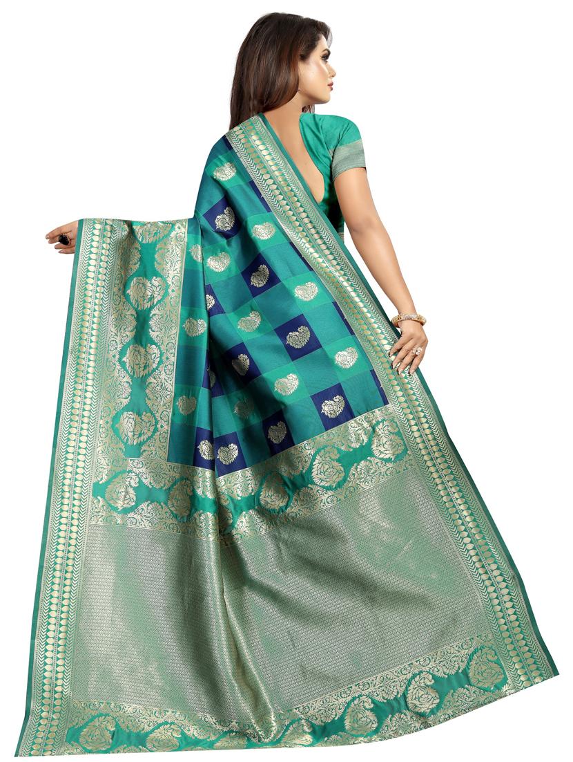 paisley woven saree with blouse - 16991041 - Zoom Image - 2