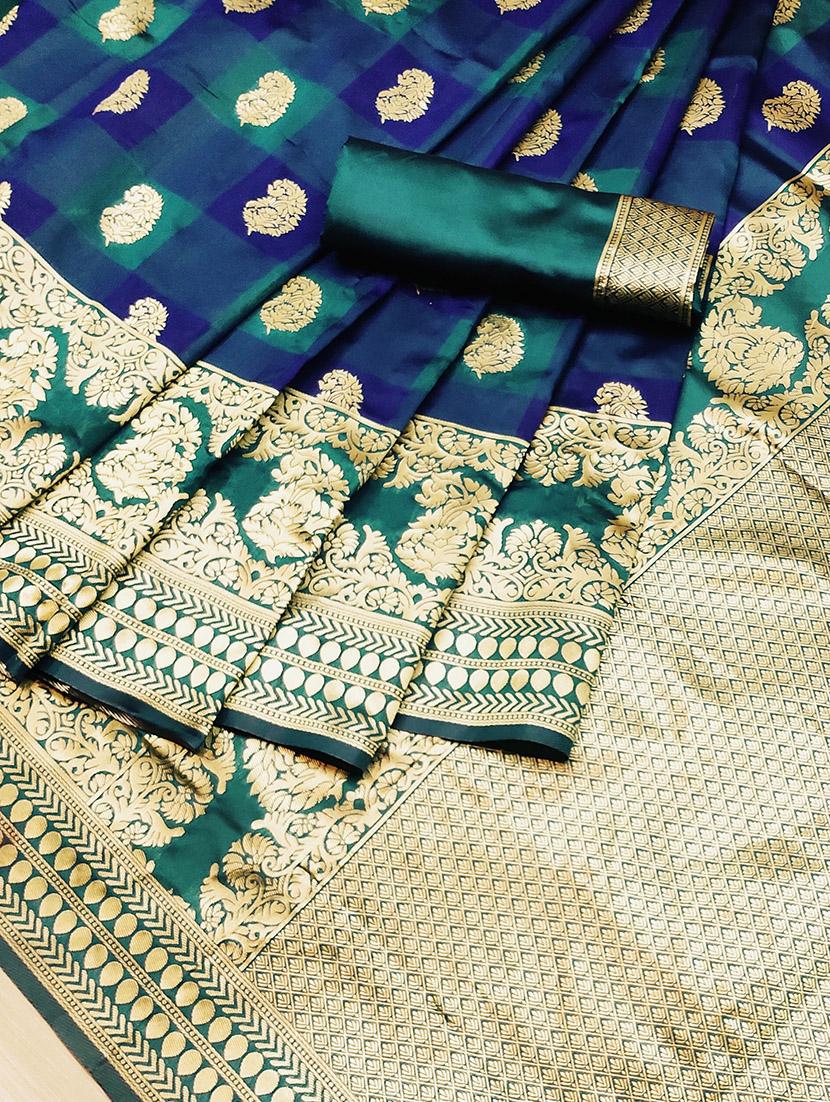 paisley woven saree with blouse - 16991041 - Zoom Image - 3