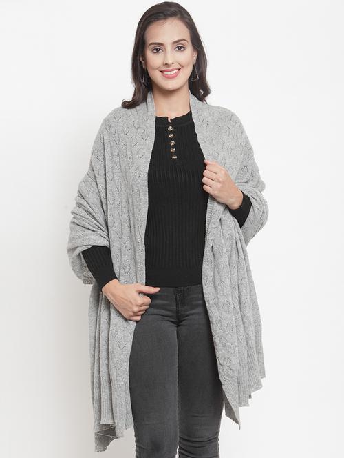 grey wool blend shawl - 16991104 - Very Small Image - 1