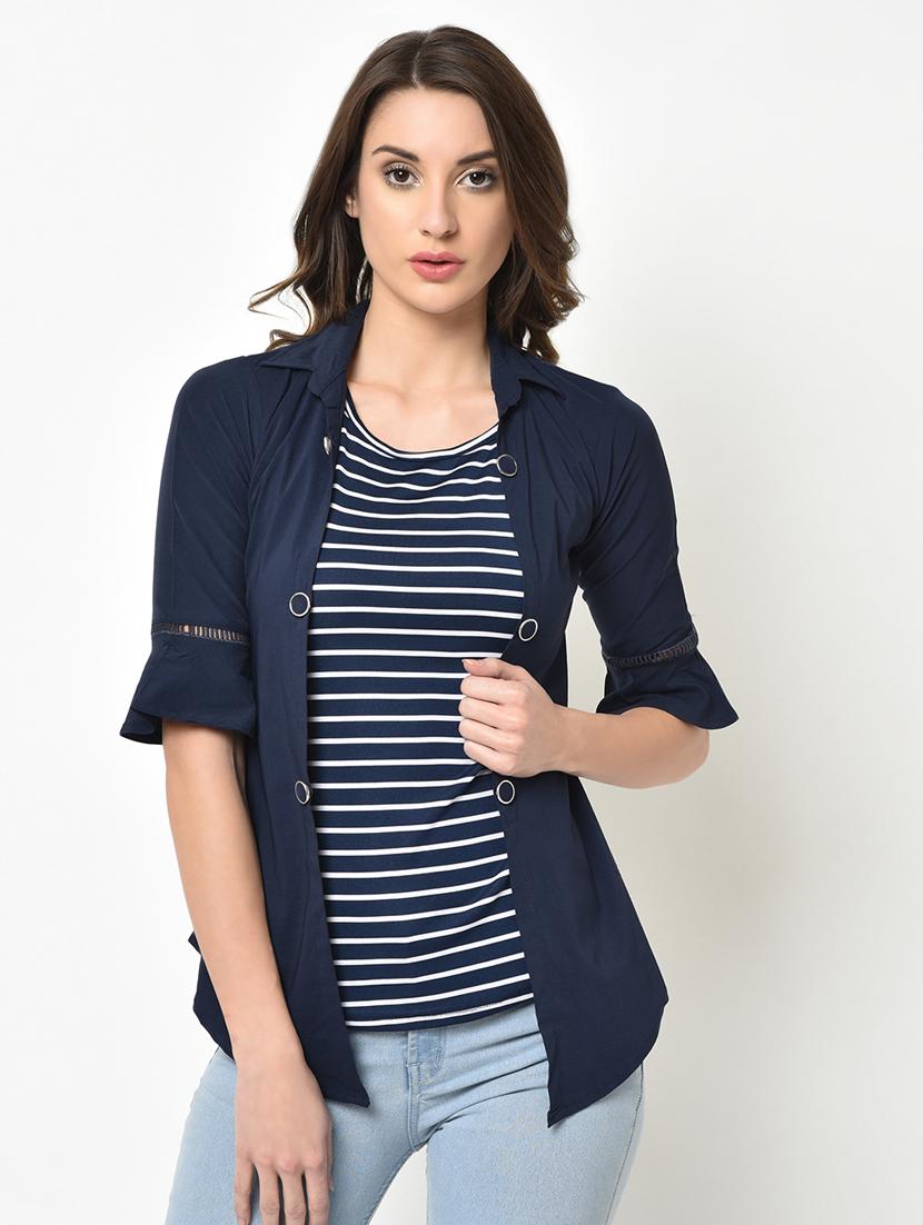 bell sleeved lace insert shirt - 16991589 - Zoom Image - 1
