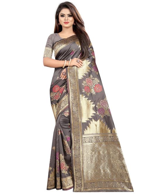 self design banarasi saree with blouse - 16991795 - Standard Image - 1