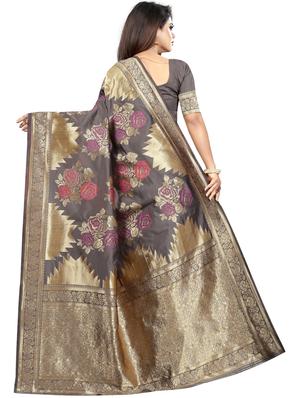 self design banarasi saree with blouse - 16991795 - Standard Image - 2