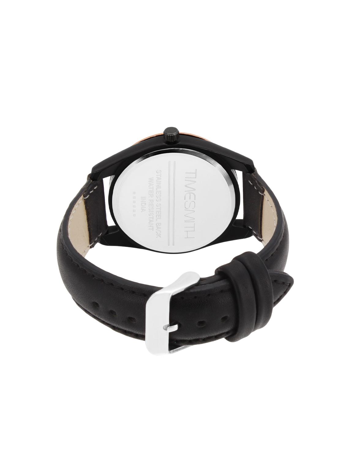 timesmith black dial black leather strap genuine premium branded day date analog watch for men tsc-020 - 16992272 - Zoom Image - 3