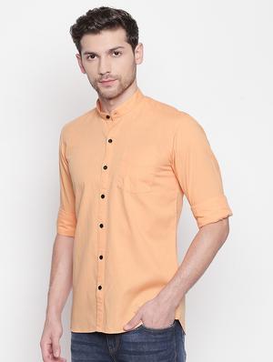 orange solid casual shirt - 16992313 - Standard Image - 2