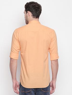 orange solid casual shirt - 16992313 - Standard Image - 3