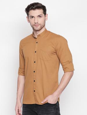 brown solid casual shirt - 16992314 - Standard Image - 2
