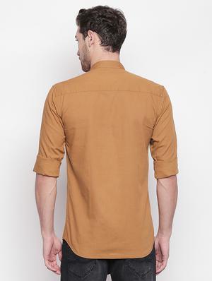 brown solid casual shirt - 16992314 - Standard Image - 3