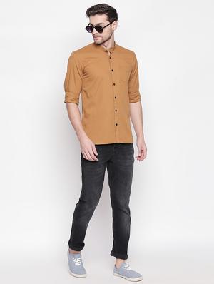 brown solid casual shirt - 16992314 - Standard Image - 4