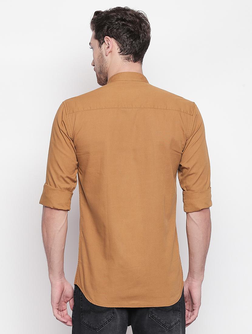 brown solid casual shirt - 16992314 - Zoom Image - 3