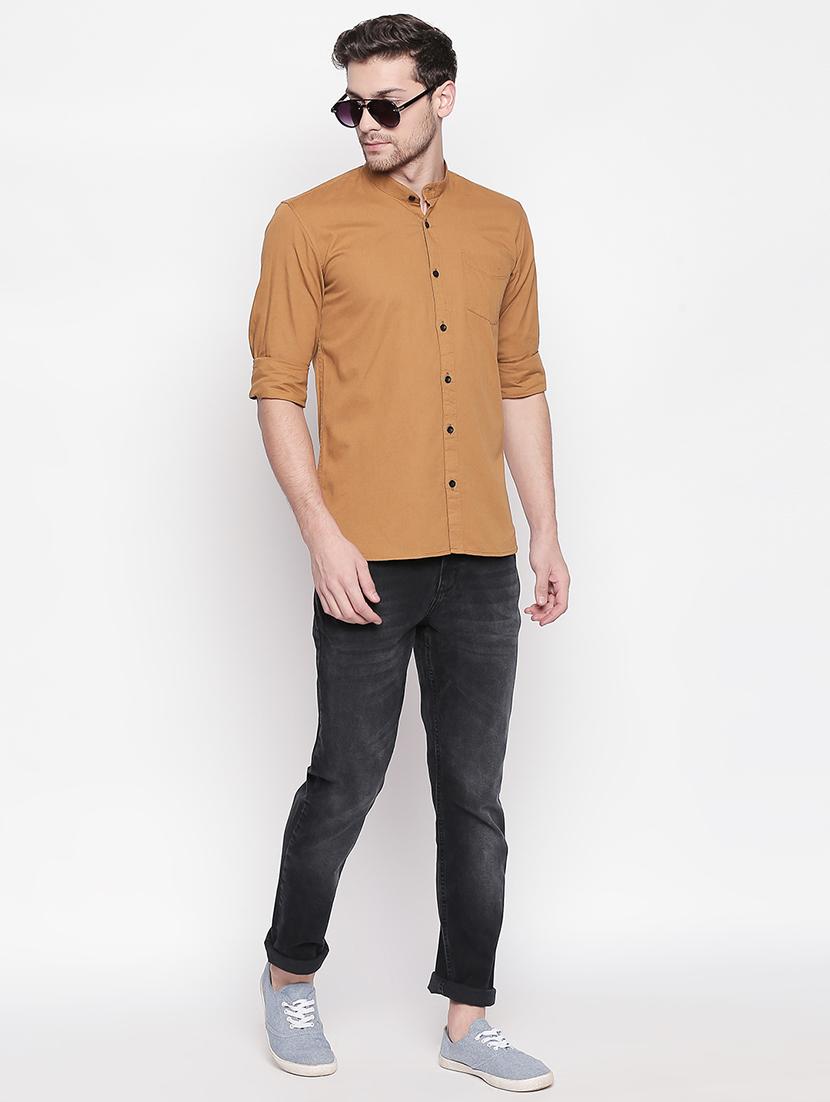 brown solid casual shirt - 16992314 - Zoom Image - 4