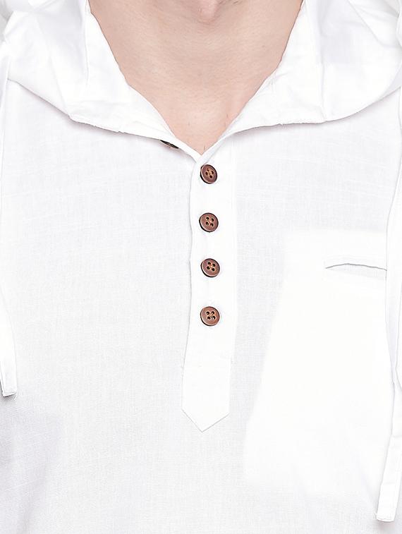 white solid hooded casual shirt - 16992319 - Zoom Image - 5