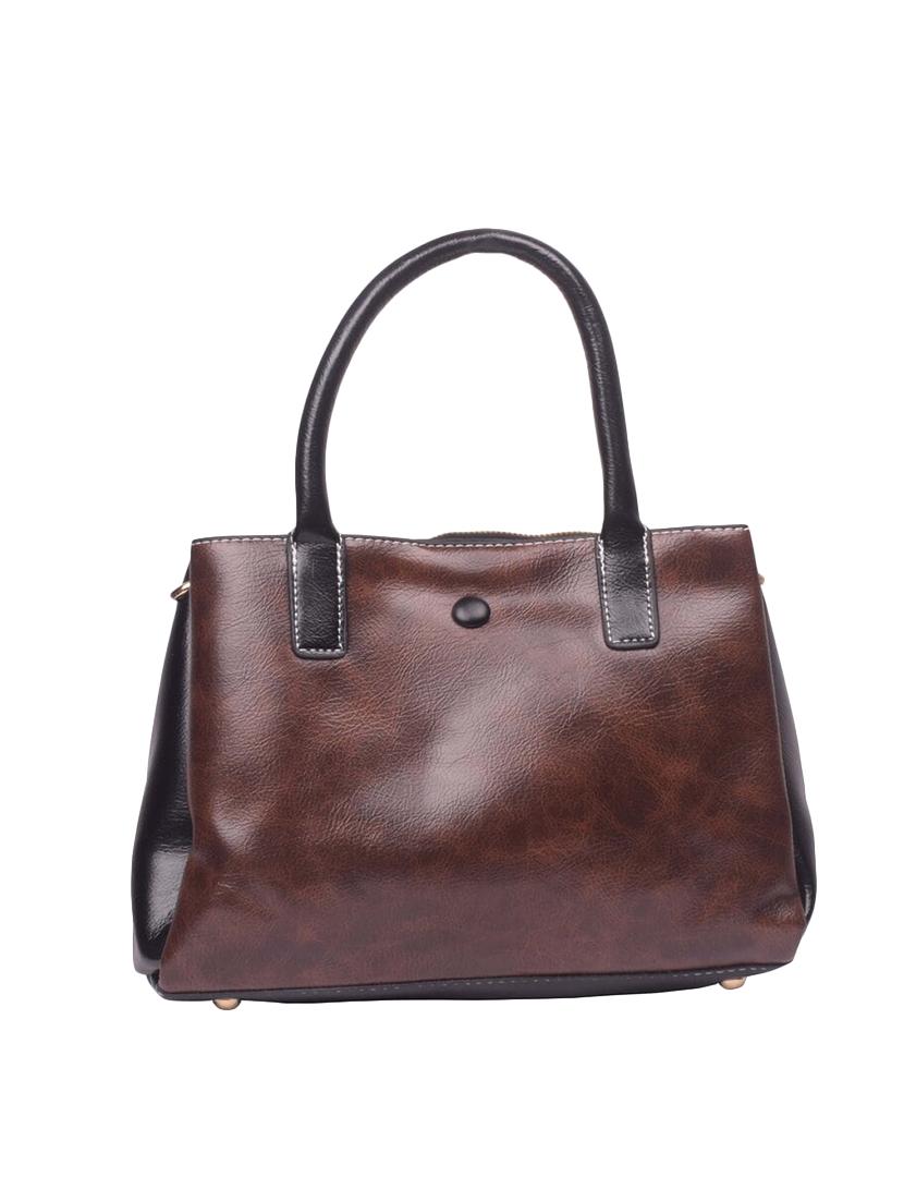 brown leatherette (pu) regular satchel - 16992373 - Zoom Image - 2