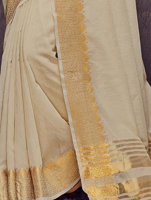 solid bordered saree with blouse - 16992836 - Standard Image - 2
