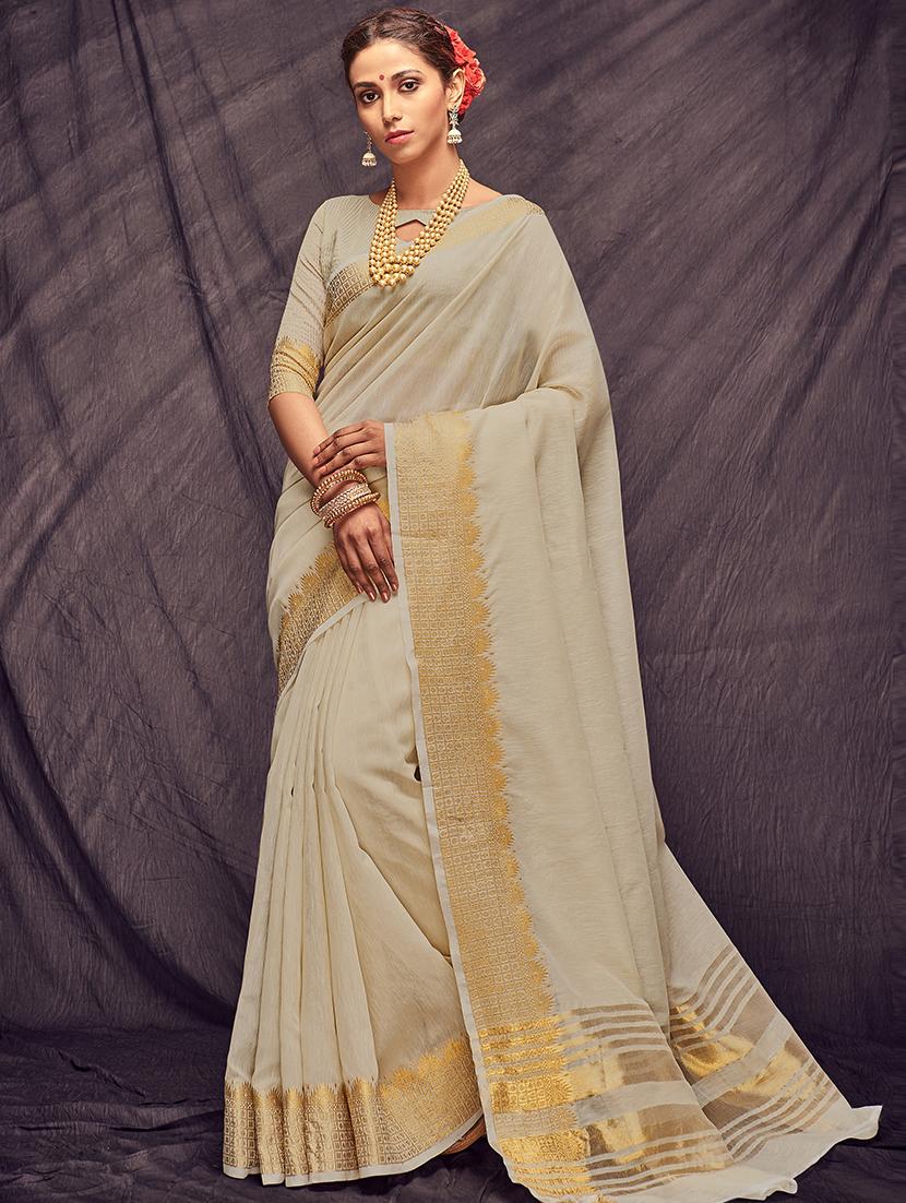 solid bordered saree with blouse - 16992836 - Zoom Image - 1