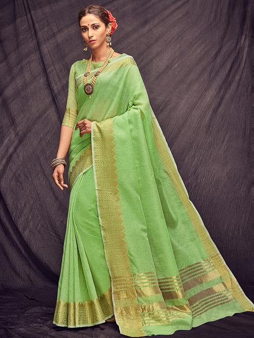 solid bordered saree with blouse - 16992839 - Standard Image - 1