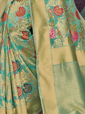 floral printed saree with blouse - 16992845 - Standard Image - 2