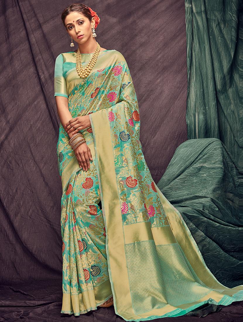 floral printed saree with blouse - 16992845 - Zoom Image - 1
