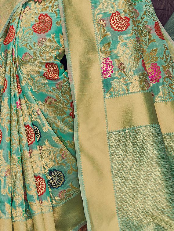 floral printed saree with blouse - 16992845 - Zoom Image - 2