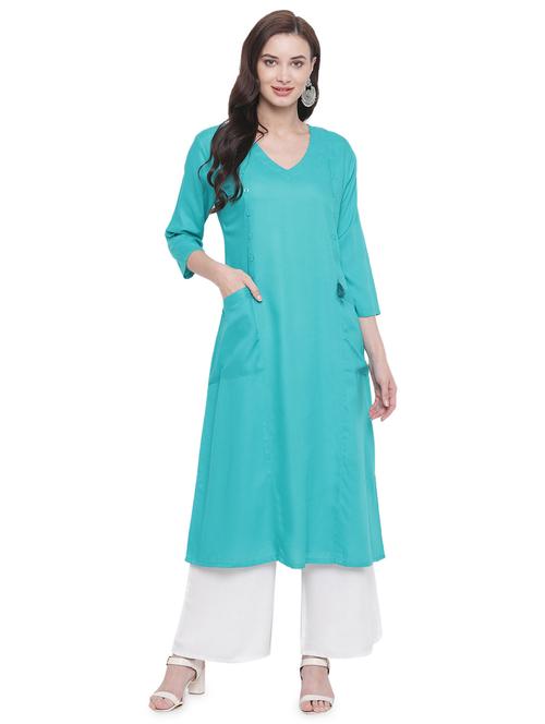 solid a-line kurta - 16993271 - Very Small Image - 1