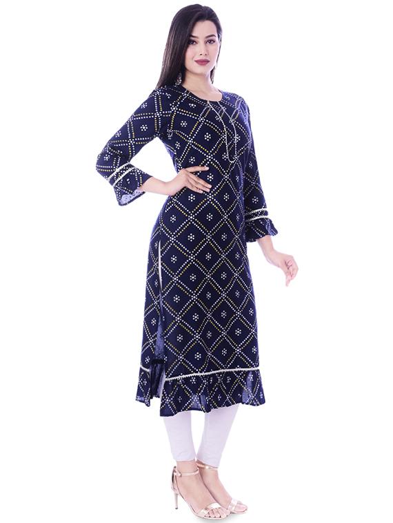 bandhani straight kurta - 16993475 - Zoom Image - 2