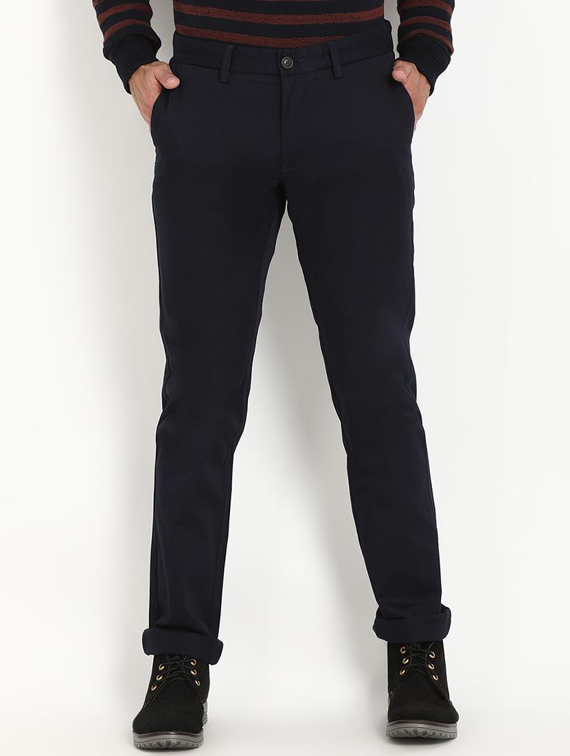 navy blue solid chinos - 16993543 - Zoom Image - 1