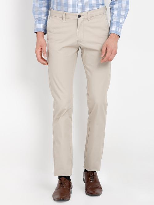 beige solid chinos - 16993550 - Standard Image - 1