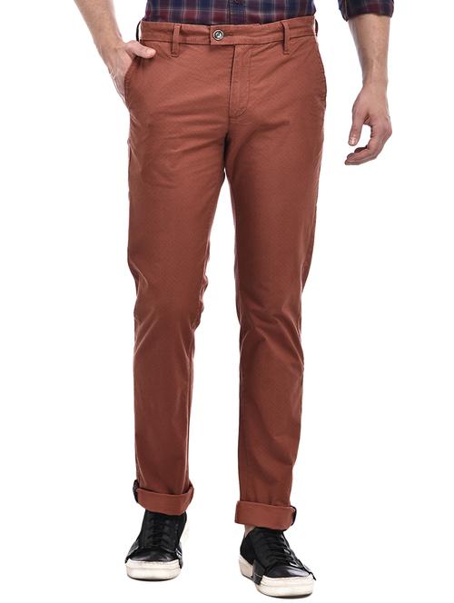 red printed flat front casual trouser - 16993576 - Standard Image - 1