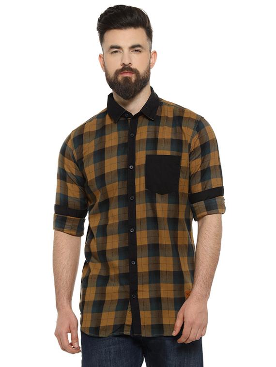 brown checkered casual shirt - 16993798 - Zoom Image - 1