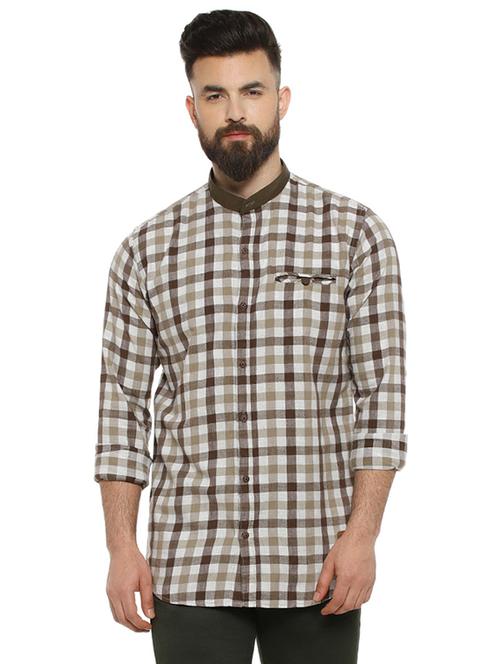brown checkered casual shirt - 16993800 - Standard Image - 1