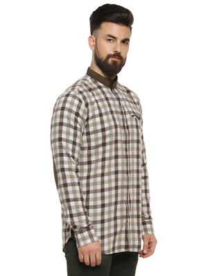 brown checkered casual shirt - 16993800 - Standard Image - 2