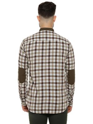 brown checkered casual shirt - 16993800 - Standard Image - 3