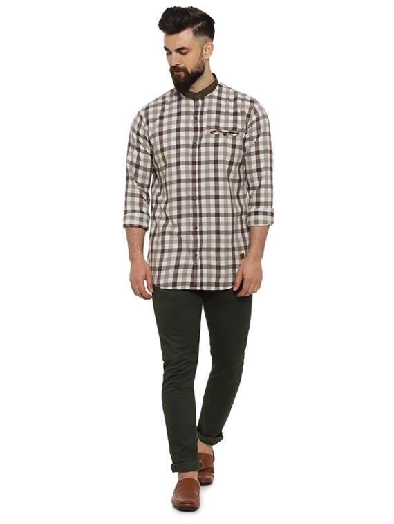 brown checkered casual shirt - 16993800 - Zoom Image - 4