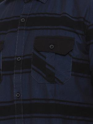 navy blue striped casual shirt - 16993804 - Standard Image - 5