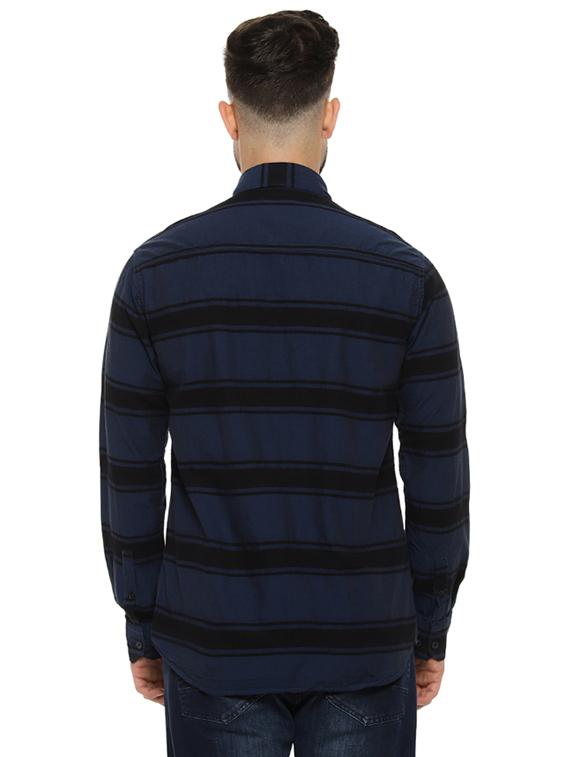 navy blue striped casual shirt - 16993804 - Zoom Image - 3