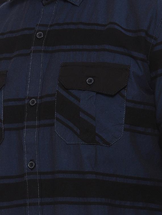 navy blue striped casual shirt - 16993804 - Zoom Image - 5