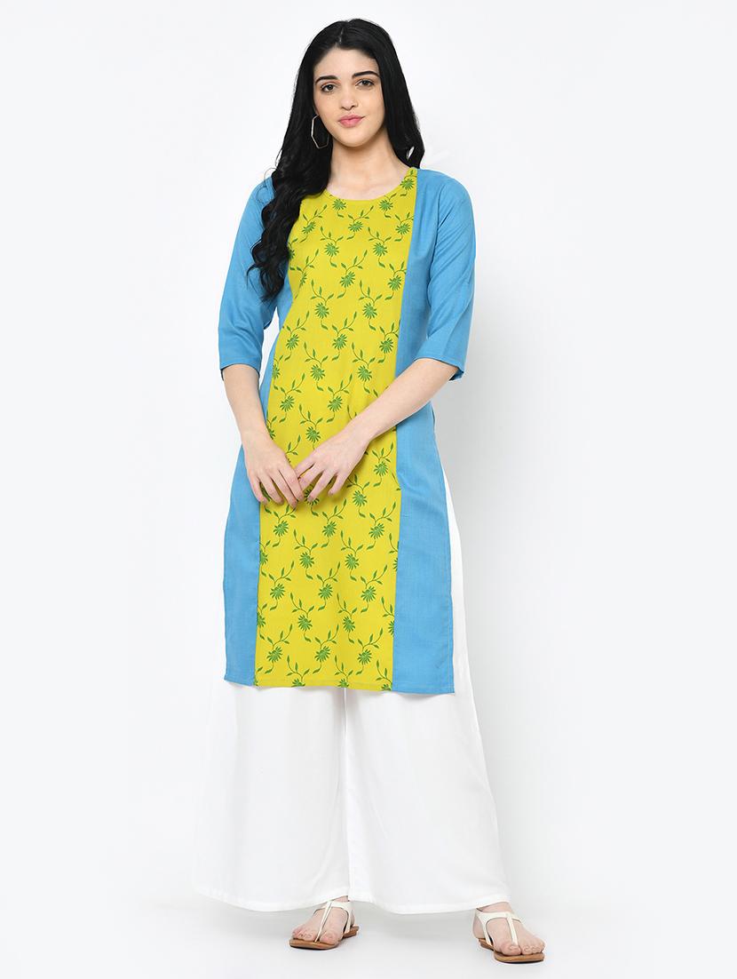 floral straight kurta - 16994202 - Zoom Image - 1