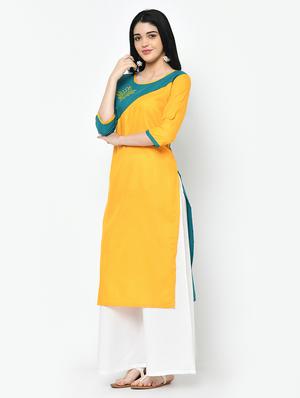 color block straight kurta - 16994206 - Standard Image - 2