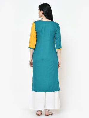 color block straight kurta - 16994206 - Standard Image - 3