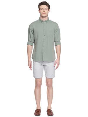 green solid cotton linen casual shirt - 16994247 - Standard Image - 4
