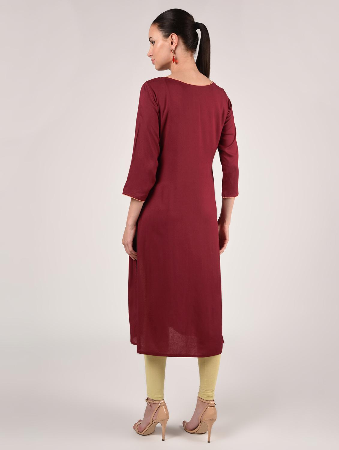 embroidered straight kurta - 16994293 - Zoom Image - 3