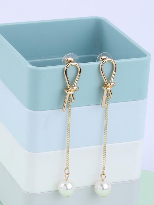 gold metal drop earring - 16994305 - Standard Image - 1