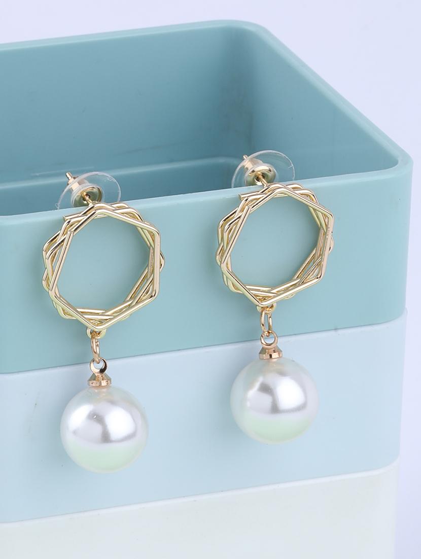 gold metal drop earring - 16994313 - Zoom Image - 1