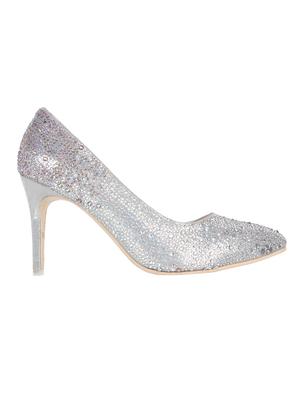 silver faux leather slip on sandals - 16994507 - Standard Image - 2