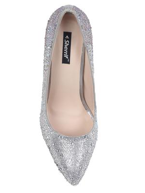 silver faux leather slip on sandals - 16994507 - Standard Image - 5