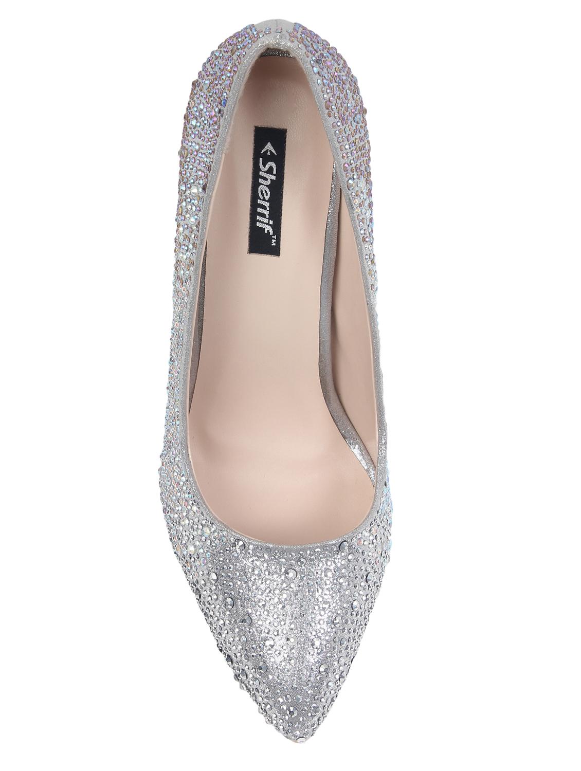 silver faux leather slip on sandals - 16994507 - Zoom Image - 5