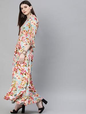 floral print flared kurta - 16994675 - Standard Image - 2